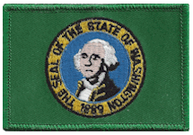 Standard Rectangle Flag Patch of State of Washington - 2¼x3½" embroidered Standard Rectangle Flag Patch of the State of Washington.<BR>Combines with our other Standard Rectangle Flag Patches for discounts.