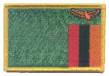 Standard Rectangle Flag Patch of Zambia - 2¼x3½" embroidered Standard Rectangle Flag Patch of Zambia.<BR>Combines with our other Standard Rectangle Flag Patches for discounts.