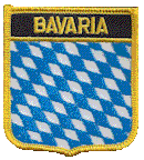 Shield Flag Patch of Bavaria - 3x2½" embroidered Shield Flag Patch of Bavaria.<BR>Combines with our other Shield Flag Patches for discounts.