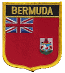 Shield Flag Patch of Bermuda - 3x2½" embroidered Shield Flag Patch of Bermuda.<BR>Combines with our other Shield Flag Patches for discounts.