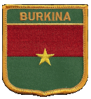 Shield Flag Patch of Burkina Faso - 3x2½" embroidered Shield Flag Patch of Burkina Faso.<BR>Combines with our other Shield Flag Patches for discounts.