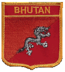 Shield Flag Patch of Bhutan - 3x2½" embroidered Shield Flag Patch of Bhutan.<BR>Combines with our other Shield Flag Patches for discounts.