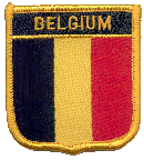 Shield Flag Patch of Belgium - 3x2½" embroidered Shield Flag Patch of Belgium.<BR>Combines with our other Shield Flag Patches for discounts.
