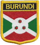 Shield Flag Patch of Burundi - 3x2½" embroidered Shield Flag Patch of Burundi.<BR>Combines with our other Shield Flag Patches for discounts.