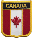 Shield Flag Patch of Canada - 3x2½" embroidered Shield Flag Patch of Canada.<BR>Combines with our other Shield Flag Patches for discounts.