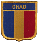 Shield Flag Patch of Chad - 3x2½" embroidered Shield Flag Patch of Chad.<BR>Combines with our other Shield Flag Patches for discounts.
