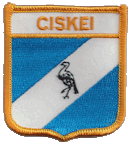 Shield Flag Patch of Ciskei - 3x2½" embroidered Shield Flag Patch of Ciskei.<BR>Combines with our other Shield Flag Patches for discounts.