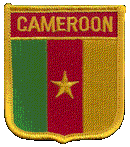 Shield Flag Patch of Cameroon - 3x2½" embroidered Shield Flag Patch of Cameroon.<BR>Combines with our other Shield Flag Patches for discounts.