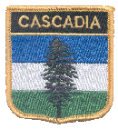 Shield Flag Patch of Cascadia - 3x2½" embroidered Shield Flag Patch of Cascadia.<BR>Combines with our other Shield Flag Patches for discounts.