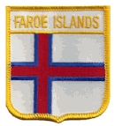 Shield Flag Patch of Faroe Islands - 3x2½" embroidered Shield Flag Patch of Faroe Islands.<BR>Combines with our other Shield Flag Patches for discounts.