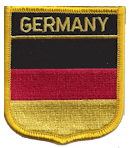 Shield Flag Patch of Germany - 3x2½" embroidered Shield Flag Patch of Germany.<BR>Combines with our other Shield Flag Patches for discounts.