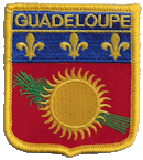 Shield Flag Patch of Guadeloupe - 3x2½" embroidered Shield Flag Patch of Guadeloupe.<BR>Combines with our other Shield Flag Patches for discounts.