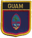 Shield Flag Patch of Guam - 3x2½" embroidered Shield Flag Patch of Guam.<BR>Combines with our other Shield Flag Patches for discounts.