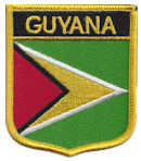 Shield Flag Patch of Guyana - 3x2½" embroidered Shield Flag Patch of Guyana.<BR>Combines with our other Shield Flag Patches for discounts.