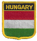 Shield Flag Patch of Hungary - 3x2½" embroidered Shield Flag Patch of Hungary.<BR>Combines with our other Shield Flag Patches for discounts.