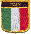 Shield Flag Patch of Italy - 3x2½" embroidered Shield Flag Patch of Italy.<BR>Combines with our other Shield Flag Patches for discounts.
