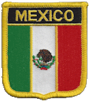 Shield Flag Patch of Mexico - 3x2½" embroidered Shield Flag Patch of Mexico.<BR>Combines with our other Shield Flag Patches for discounts.