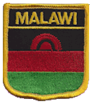 Shield Flag Patch of Malawi - 3x2½" embroidered Shield Flag Patch of Malawi.<BR>Combines with our other Shield Flag Patches for discounts.