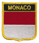 Shield Flag Patch of Monaco  - 3x2½" embroidered Shield Flag Patch of Monaco .<BR>Combines with our other Shield Flag Patches for discounts.