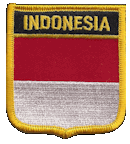 Shield Flag Patch of Indonesia - 3x2½" embroidered Shield Flag Patch of Indonesia.<BR>Combines with our other Shield Flag Patches for discounts.