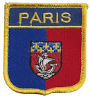 Shield Flag Patch of the city of Paris - 3x2½" embroidered Shield Flag Patch of Paris.<BR>Combines with our other Shield Flag Patches for discounts.