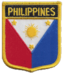 Shield Flag Patch of Philippines - 3x2½" embroidered Shield Flag Patch of the Philippines.<BR>Combines with our other Shield Flag Patches for discounts.