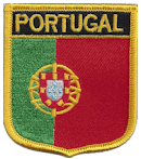 Shield Flag Patch of Portugal - 3x2½" embroidered Shield Flag Patch of Portugal.<BR>Combines with our other Shield Flag Patches for discounts.