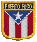 Shield Flag Patch of Puerto Rico - vertical bars - 3x2½" embroidered Shield Flag Patch of Puerto Rico - vertical bars.<BR>Combines with our other Shield Flag Patches for discounts.
