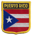 Shield Flag Patch of Puerto Rico - 3x2½" embroidered Shield Flag Patch of Puerto Rico.<BR>Combines with our other Shield Flag Patches for discounts.