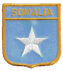 Shield Flag Patch of Somalia - 3x2½" embroidered Shield Flag Patch of Somalia.<BR>Combines with our other Shield Flag Patches for discounts.