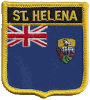 Shield Flag Patch of St Helena  - 3x2½" embroidered Shield Flag Patch of St Helena .<BR>Combines with our other Shield Flag Patches for discounts.