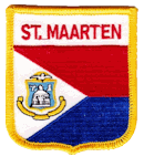 Shield Flag Patch of St Maarten - 3x2½" embroidered Shield Flag Patch of St Maarten.<BR>Combines with our other Shield Flag Patches for discounts.