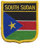 Shield Flag Patch of South Sudan  - 3x2½" embroidered Shield Flag Patch of South Sudan .<BR>Combines with our other Shield Flag Patches for discounts.