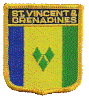 Shield Flag Patch of St Vincent and the Grenadines - 3x2½" embroidered Shield Flag Patch of St Vincent and the Grenadines.<BR>Combines with our other Shield Flag Patches for discounts.