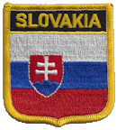 Shield Flag Patch of Slovak Republic - 3x2½" embroidered Shield Flag Patch of the Slovak Republic.<BR>Combines with our other Shield Flag Patches for discounts.