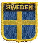 Shield Flag Patch of Sweden - 3x2½" embroidered Shield Flag Patch of Sweden.<BR>Combines with our other Shield Flag Patches for discounts.