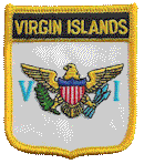 Shield Flag Patch of Virgin Islands - 3x2½" embroidered Shield Flag Patch of the Virgin Islands.<BR>Combines with our other Shield Flag Patches for discounts.