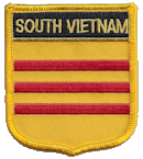Shield Flag Patch of Vietnam - South - 3x2½" embroidered Shield Flag Patch of South Vietnam.<BR>Combines with our other Shield Flag Patches for discounts.