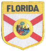 Shield Flag Patch of State of Florida - 3½x3" embroidered Shield Flag Patch of the State of Florida.<BR>Combines with our other State Shield Patches for discounts.