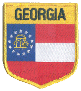 Shield Flag Patch of State of Georgia - 3½x3" embroidered Shield Flag Patch of the State of Georgia.<BR>Combines with our other State Shield Patches for discounts.