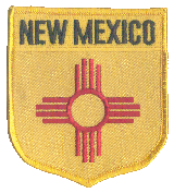 Shield Flag Patch of State of New Mexico - 3½x3" embroidered Shield Flag Patch of the State of New Mexico.<BR>Combines with our other State Shield Patches for discounts.