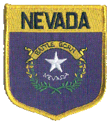 Shield Flag Patch of State of Nevada - 3½x3" embroidered Shield Flag Patch of the State of Nevada.<BR>Combines with our other State Shield Patches for discounts.