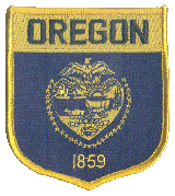 Shield Flag Patch of State of Oregon - 3½x3" embroidered Shield Flag Patch of the State of Oregon.<BR>Combines with our other State Shield Patches for discounts.