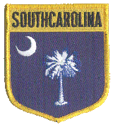 Shield Flag Patch of State of South Carolina - 3½x3" embroidered Shield Flag Patch of the State of South Carolina.<BR>Combines with our other State Shield Patches for discounts.