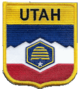 Shield Flag Patch of State of Utah - 3½x3" embroidered Shield Flag Patch of the State of Utah.<BR>Combines with our other State Shield Patches for discounts.