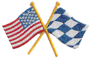 Crossed Flag Patch of US & Bavaria - 2x3¾" embroidered Crossed Flag Patch of US & Bavaria<BR>Combines with our other Crossed Flag Patches for discounts.