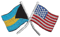 Crossed Flag Patch of US & Bahamas - 2x3¾" embroidered Crossed Flag Patch of US & The Bahamas<BR>Combines with our other Crossed Flag Patches for discounts.