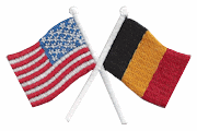 Crossed Flag Patch of US & Belgium - 2x3¾" embroidered Crossed Flag Patch of US & Belgium<BR>Combines with our other Crossed Flag Patches for discounts.