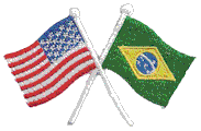 Crossed Flag Patch of US & Brazil - 2x3¾" embroidered Crossed Flag Patch of US & Brazil<BR>Combines with our other Crossed Flag Patches for discounts.