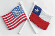 Crossed Flag Patch of US & Chile - 2x3¾" embroidered Crossed Flag Patch of US & Chile<BR>Combines with our other Crossed Flag Patches for discounts.